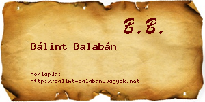 Bálint Balabán névjegykártya