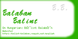 balaban balint business card
